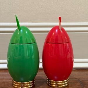 Red and Green Lightbulb Cups with Straw